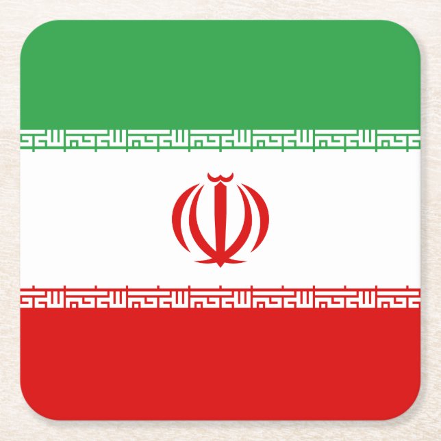 Iran Flag Square Paper Coaster (Front)