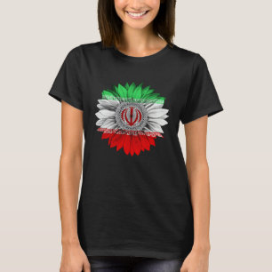 Iran Flag Sunflower Iranian Roots Proud Patriotic T-Shirt