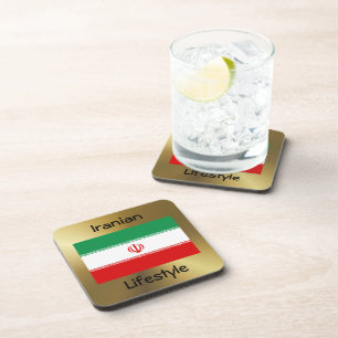 Iran Flag+Text Coaster