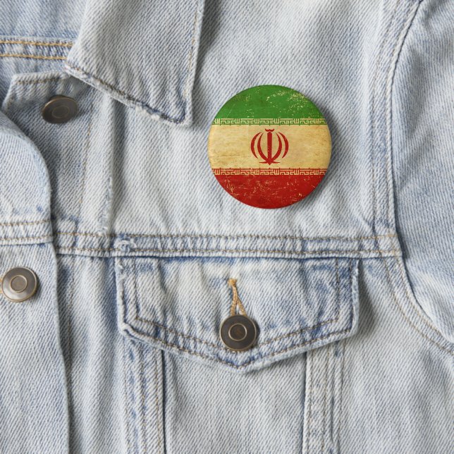 Iran Flag Vintage Design Button (In Situ)