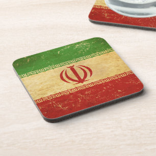 Iran Flag Vintage Design Coaster
