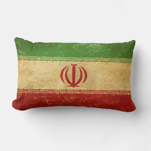  Iran Flag Vintage Design Lumbar Pillow