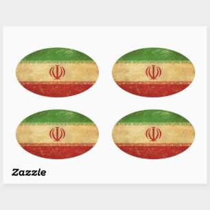 Iran Flag Vintage Design Oval Sticker