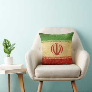 Iran Flag Vintage Design Throw Pillow