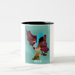 Iran illustrated travel poster print Two-Tone coffee mug