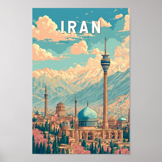 Iran Illustration Travel Art Vintage Poster (Front)