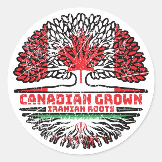 Iran Iranian Canadian Canada Tree Roots Flag Classic Round Sticker (Front)