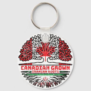 Iran Iranian Canadian Canada Tree Roots Flag Keychain