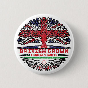 Iran Iranian Uk United Kingdom British Tree Roots 2 Inch Round Button