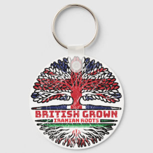Iran Iranian Uk United Kingdom British Tree Roots Keychain