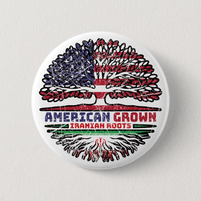 Iran Iranian US American USA United States Tree 2 Inch Round Button (Front)