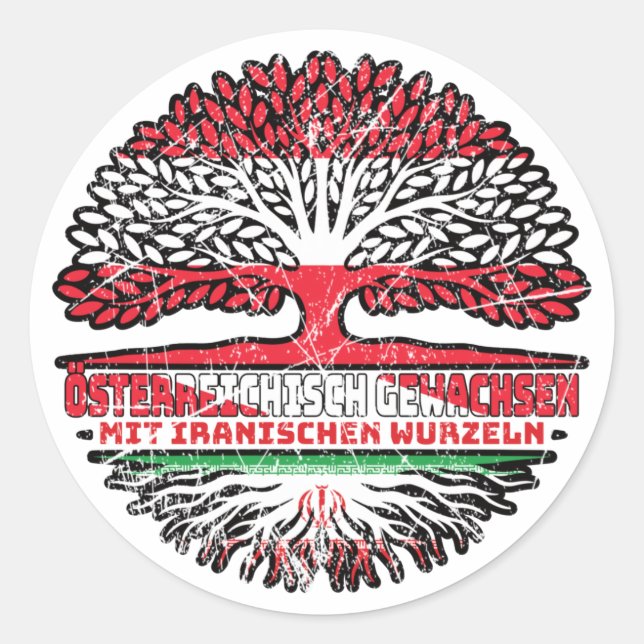 Iran Iranisch Österreichisch Österreich Baum Classic Round Sticker (Front)