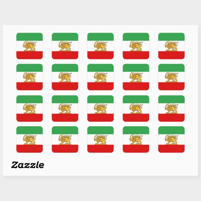 IRAN Lion and Sun Flag Mini Sticker (Feuille)