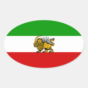 Iran Lion & Sun Flag Oval Sticker