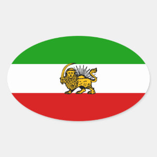Iran Lion & Sun Flag Oval Sticker