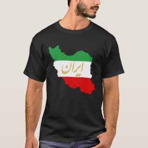 Iran Map in 3 Colours of Irish Flag I GreenWhiteRe T-Shirt