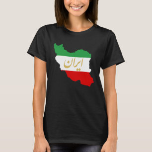 Iran Map in 3 Colours of Irish Flag I GreenWhiteRe T-Shirt
