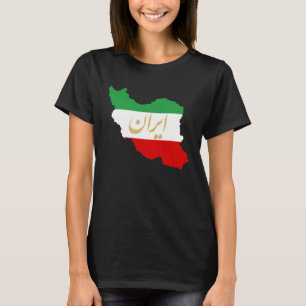 Iran Map in 3 Colours of Irish Flag I GreenWhiteRe T-Shirt