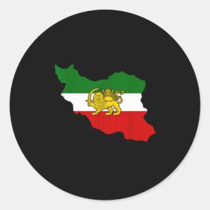 Iran Map Lion And Sun Persian Pahlavi Flag  Classic Round Sticker
