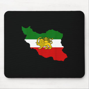 Iran Map Lion And Sun Persian Pahlavi Flag Mouse Pad