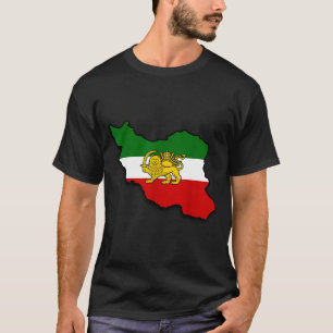 Iran Map Lion And Sun Persian Pahlavi Flag T-Shirt