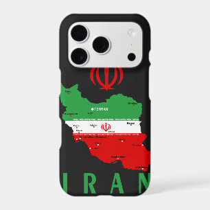 Iran Map with Flag and Emblem