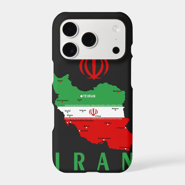 Iran Map with Flag and Emblem (Back)