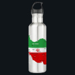 Iran Map with Flag and Emblem 710 Ml Water Bottle<br><div class="desc">Iran Political Map with capital Tehran, national borders, most important cities, rivers and lakes. The Iranian Flag Colors are superposed on the Map Silhouette. Vector Illustration by BluedarkArt TheChameleonArt</div>
