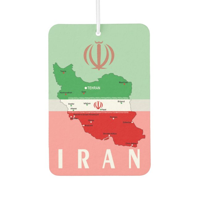 Iran Map with Flag and Emblem Air Freshener (Front)