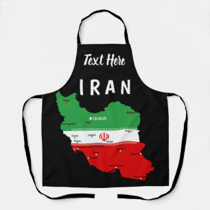 Iran Map with Flag and Emblem Apron