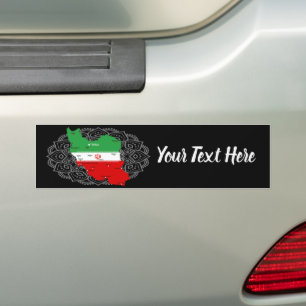 Iran Map with Flag and Emblem Bumper Sticker
