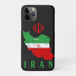 Iran Map with Flag and Emblem iPhone 11 Pro Case