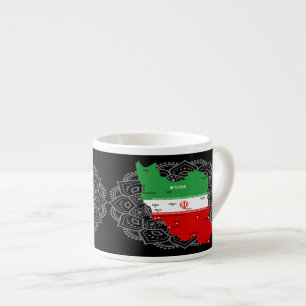 Iran Map with Flag and Emblem Espresso Cup