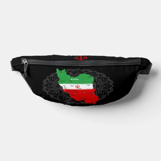 Iran Map with Flag and Emblem Fanny Pack (Lay Down)