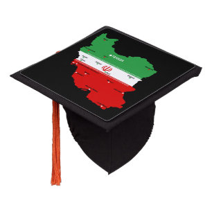 Iran Map with Flag and Emblem Graduation Cap Topper