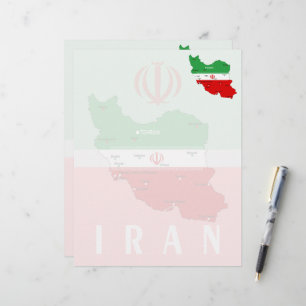 Iran Map with Flag and Emblem Letterhead