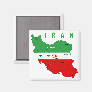 Iran Map with Flag and Emblem Magnet