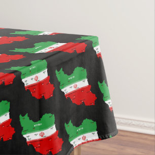 Iran Map with Flag and Emblem Tablecloth
