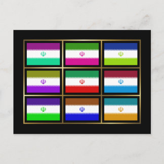 Iran Multihue Flags Postcard