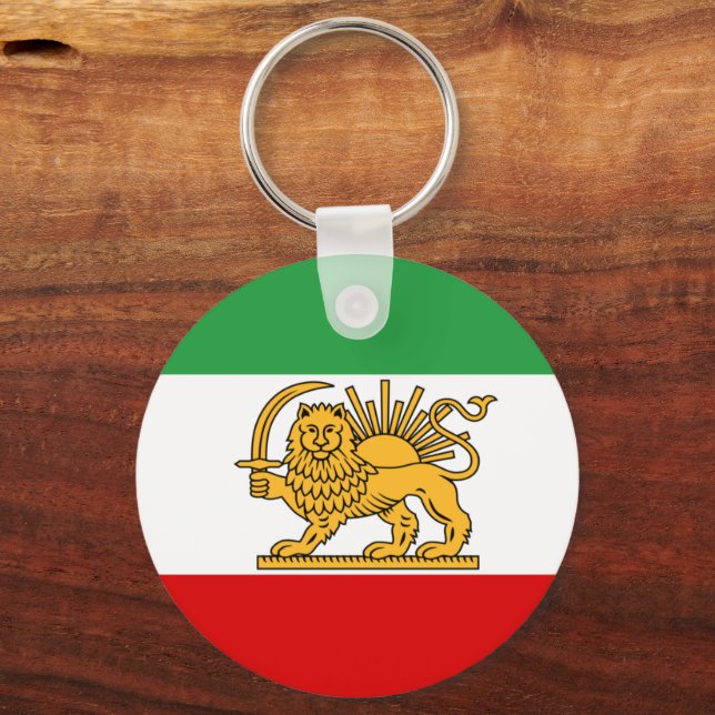 Iran, Persian flag with Lion, Shah of Iran Keychain (Front)