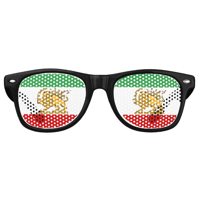 Iran, Persian flag with Lion, Shah of Iran  Retro Sunglasses (Front)