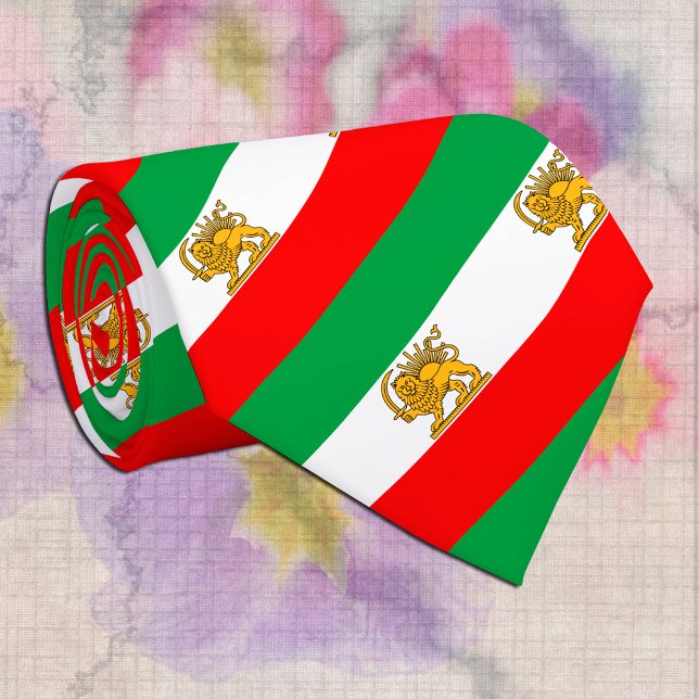 Iran, Persian flag with Lion, Shah of Iran Stripes Tie (Creator Uploaded)