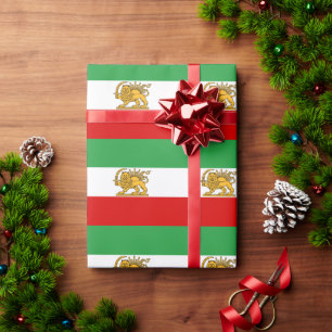 Iran, Persian flag with Lion, Shah of Iran Wrapping Paper