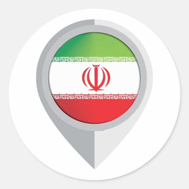 Iran Pin Location Flag Classic Round Sticker (Front)