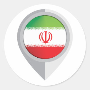 Iran Pin Location Flag Classic Round Sticker