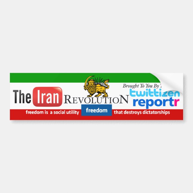 Iran Revolution Social Media Parody Bumper Sticker (Front)