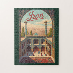 Iran Skyline Illustration Travel Art Vintage Jigsaw Puzzle
