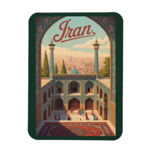 Iran Skyline Illustration Travel Art Vintage Magnet