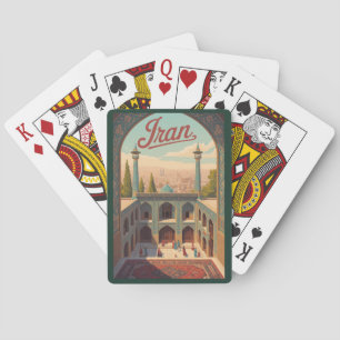 Iran Skyline Illustration Travel Art Vintage Playing Cards