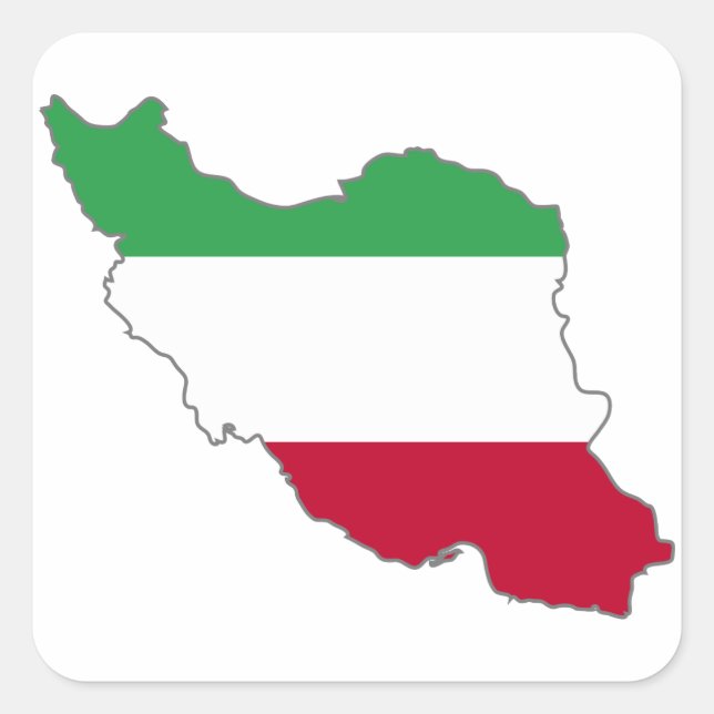 Iran Tricolor Flag Map Square Sticker (Front)